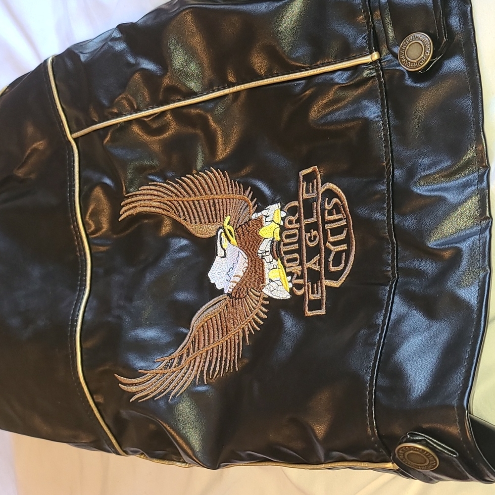 Motor Eagle Cycles faux leather jacket for dog